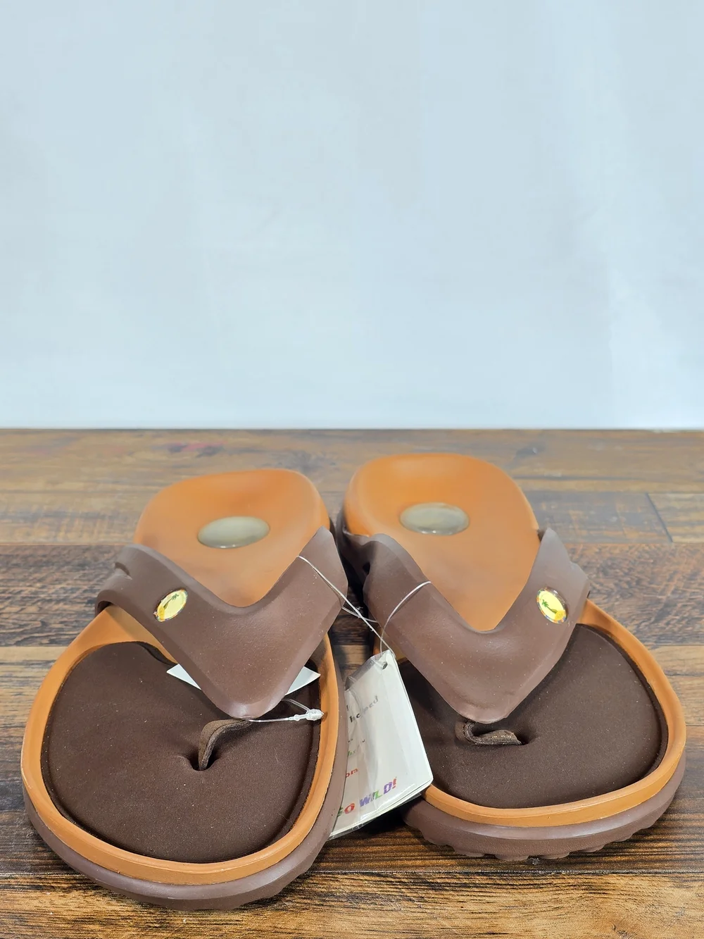 Men's Brown and Tan Comfort Flip Flops Size 9